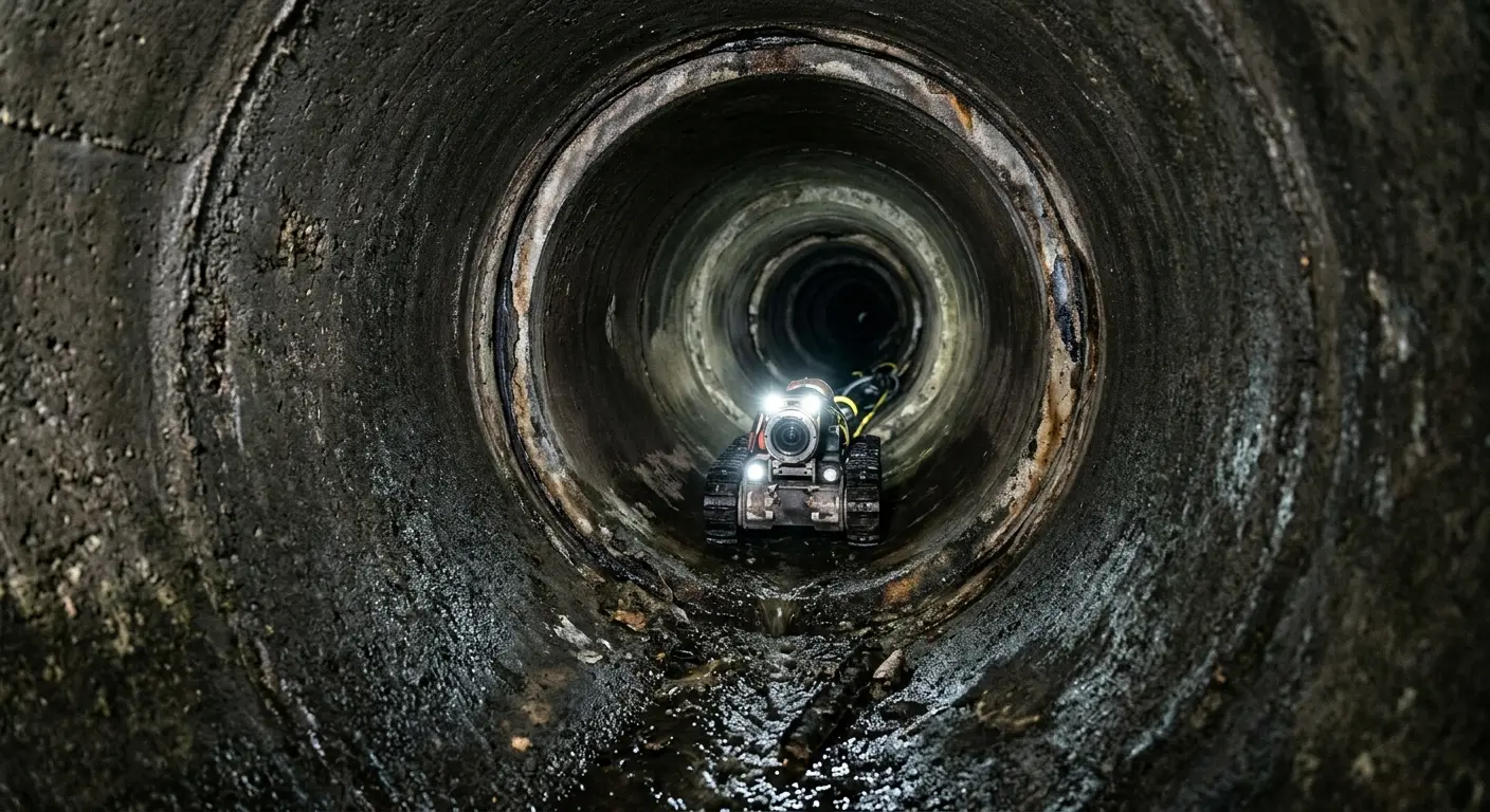Robotic sewer camera inspecting pipe interior for Drain Snake Service in Rock Springs